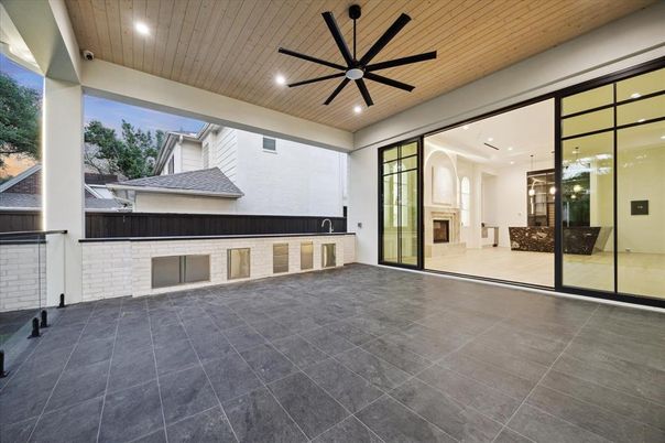 Empty room, Exterior, Fireplace, Recessed Lighting
