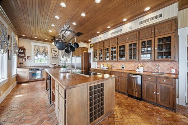 Interior, Kitchen, Recessed Lighting, Stainless Steel Appliances, Wooden Ceilings