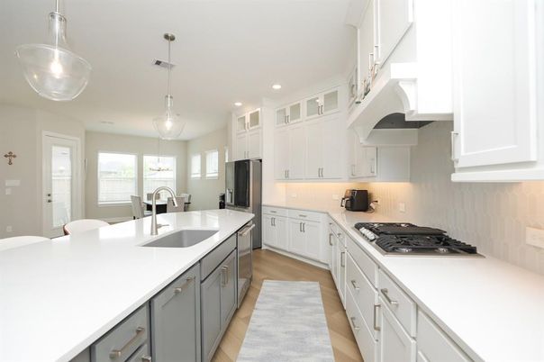 Interior, Kitchen, Pendant Lights, Recessed Lighting, Wood Texture Flooring
