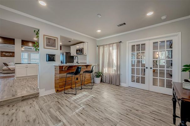 Interior, Kitchen, Recessed Lighting, Wood Texture Flooring