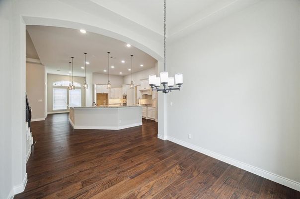 Interior, Kitchen, Pendant Lights, Recessed Lighting, Wood Texture Flooring