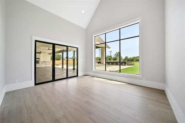 Empty room, Interior, Recessed Lighting, Wood Texture Flooring