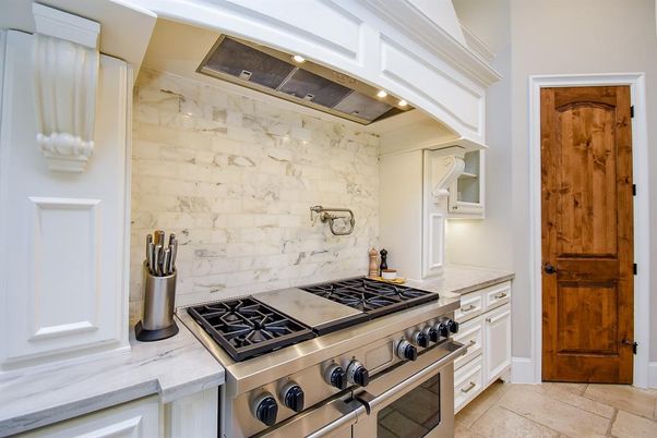 Interior, Kitchen, Marble Walls, Stainless Steel Appliances
