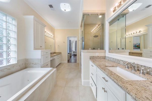 Bathroom, Dual Sink Vanities, Glass Shower, Interior