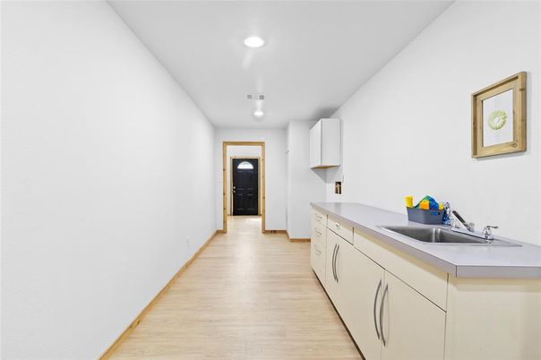 Interior, Kitchen, Recessed Lighting, Wood Texture Flooring