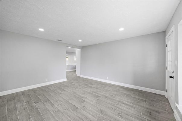Empty room, Interior, Recessed Lighting, Wood Texture Flooring