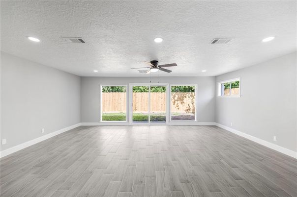 Empty room, Interior, Recessed Lighting, Wood Texture Flooring