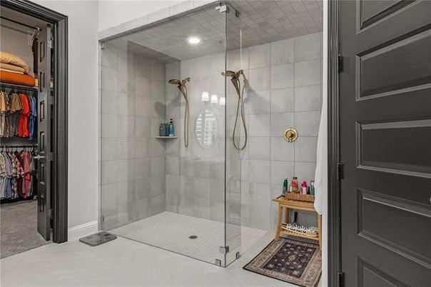 Bathroom, Glass Shower, Interior, Recessed Lighting, Walk-in Closets