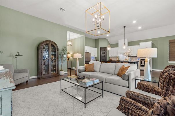 Interior, Kitchen, Living room, Pendant Lights, Recessed Lighting, Wood Texture Flooring