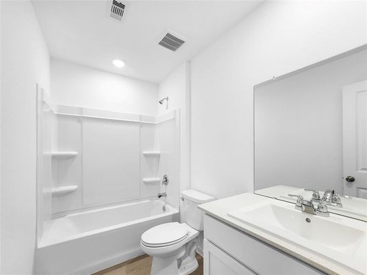 Bathroom, Interior, Recessed Lighting, Wood Texture Flooring