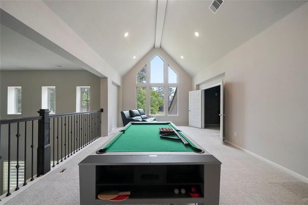 Billiard Table, Game Room, Interior, Recessed Lighting