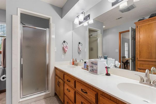 Bathroom, Dual Sink Vanities, Glass Shower, Interior