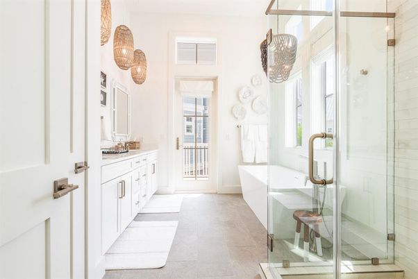 Bathroom, Dual Sink Vanities, Free Standing Baths, Glass Shower, Interior