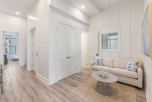 Interior, Living room, Recessed Lighting, Wood Texture Flooring