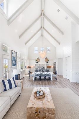 Dining room, Interior, Kitchen, Living room, Pendant Lights, Recessed Lighting, Wooden Beams, Wood Texture Flooring