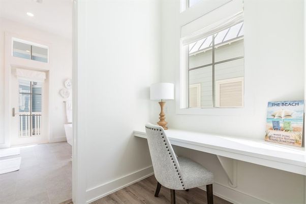 Home Office, Interior, Recessed Lighting, Wood Texture Flooring