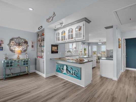 Interior, Kitchen, Recessed Lighting, Wood Texture Flooring
