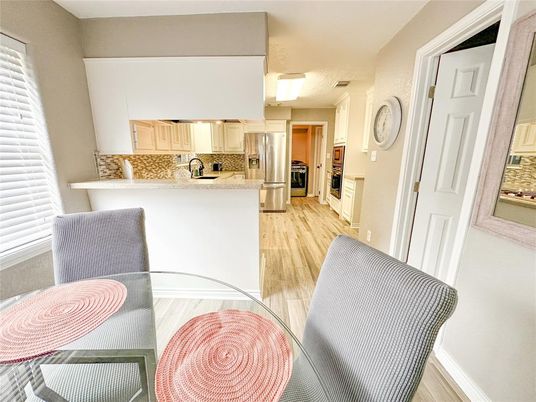 Interior, Kitchen, Stainless Steel Appliances, Wood Texture Flooring