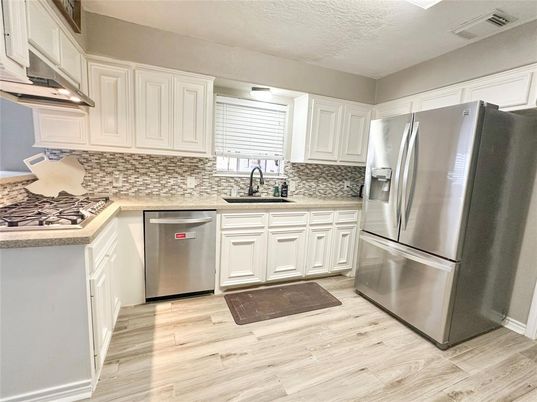 Interior, Kitchen, Stainless Steel Appliances, Wood Texture Flooring
