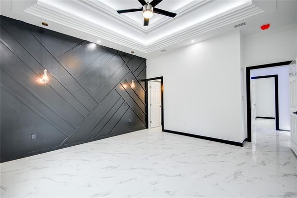 Empty room, Interior, Marble, Recessed Lighting
