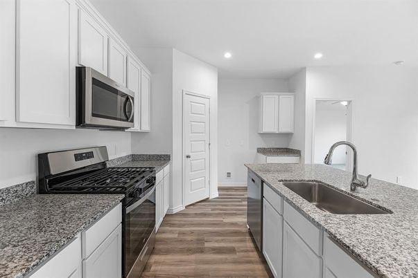 Interior, Kitchen, Recessed Lighting, Wood Texture Flooring