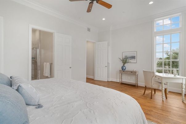Bedroom, Home Office, Interior, Recessed Lighting, Wood Texture Flooring