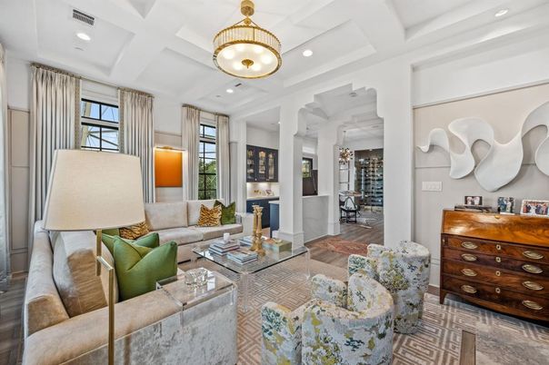 Interior, Living room, Pendant Lights, Recessed Lighting, Wood Texture Flooring