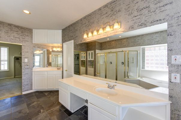Bathroom, Dual Sink Vanities, Glass Shower, Interior, Recessed Lighting