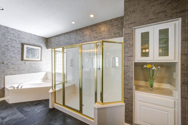 Bathroom, Glass Shower, Interior, Recessed Lighting