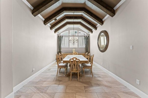 Chandelier, Dining room, Interior, Pendant Lights, Wooden Beams