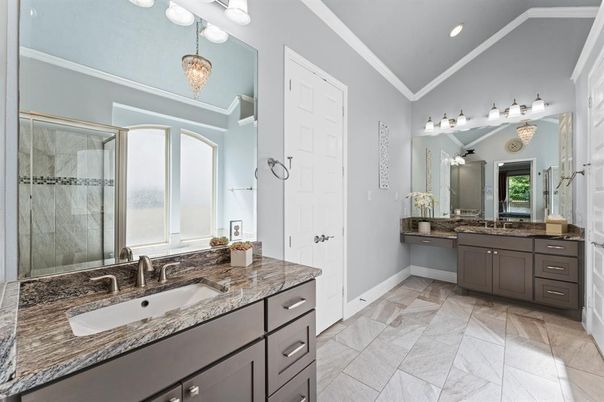 Bathroom, Dual Sink Vanities, Glass Shower, Interior