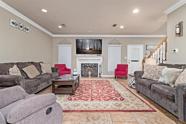 Fireplace, Interior, Living room, Recessed Lighting
