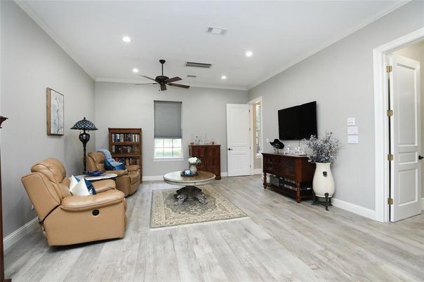 Interior, Living room, Recessed Lighting, Wood Texture Flooring
