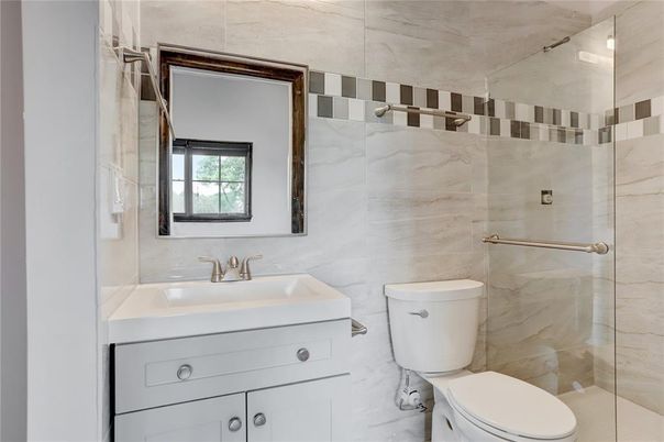 Bathroom, Glass Shower, Interior, Marble Walls