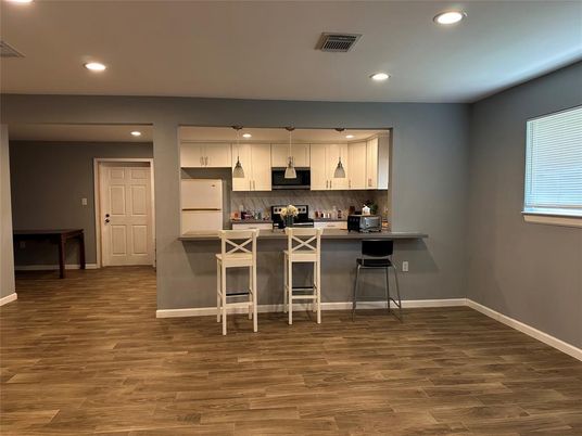 Interior, Kitchen, Recessed Lighting, Wood Texture Flooring