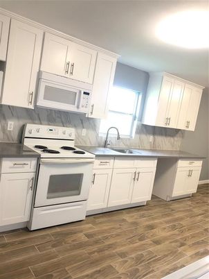 Interior, Kitchen, Marble Walls, Wood Texture Flooring