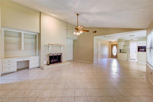 Empty room, Fireplace, Interior, Recessed Lighting