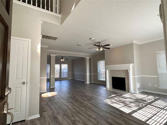 Empty room, Fireplace, Interior, Wood Texture Flooring