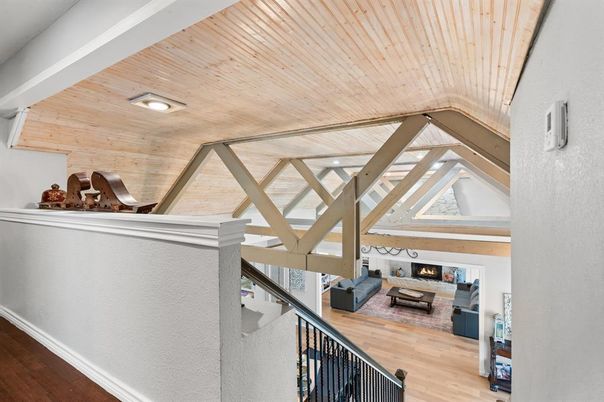 Fireplace, Interior, Living room, Recessed Lighting, Wooden Ceilings, Wood Texture Flooring