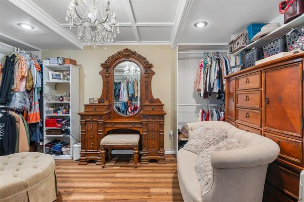 Chandelier, Interior, Recessed Lighting, Walk-in Closets, Wood Texture Flooring