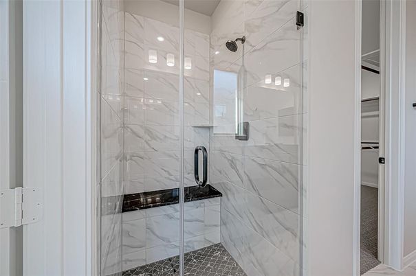 Bathroom, Glass Shower, Interior, Marble Walls