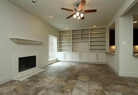 Empty room, Fireplace, Interior, Recessed Lighting