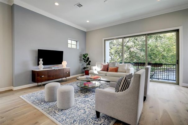 Interior, Living room, Recessed Lighting, Wood Texture Flooring