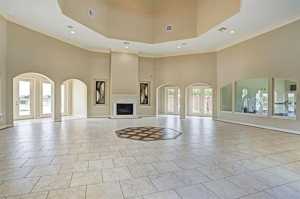 Empty room, Fireplace, Interior, Recessed Lighting