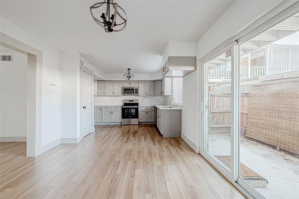 Interior, Kitchen, Stainless Steel Appliances, Wood Texture Flooring