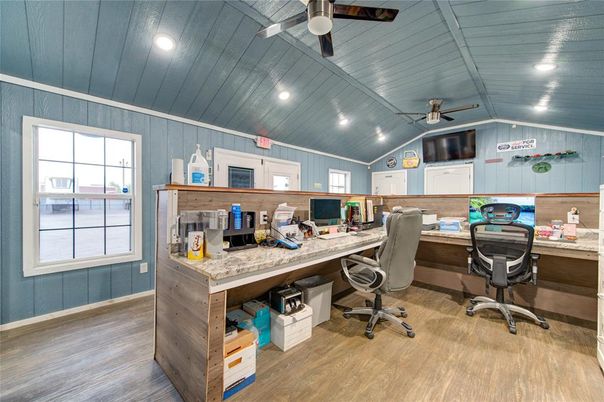 Home Office, Interior, Recessed Lighting, Wood Texture Flooring