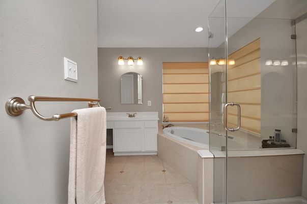 Bathroom, Glass Shower, Interior, Recessed Lighting