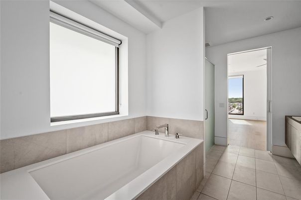 Bathroom, Interior, Recessed Lighting, Wood Texture Flooring