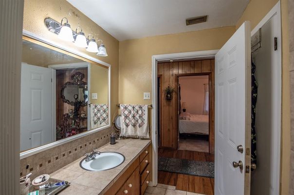 Bathroom, Bedroom, Interior, Tile Countertops, Wood Texture Flooring