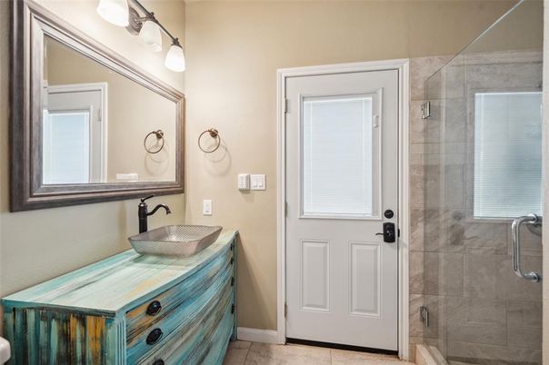 Bathroom, Glass Shower, Interior, Tile Countertops